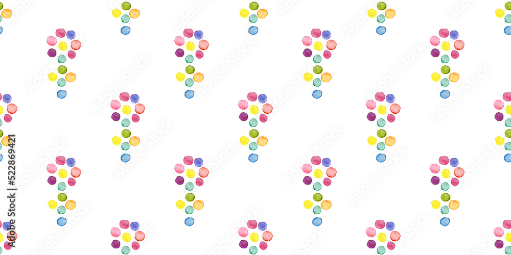 Seamless polka wallpaper with cute flower. Multicolor circle. Watercolor seamless Illustration. Color birthday confetti.Perfectly for wrapping paper, wallpaper, fabric, texture and other printing.
