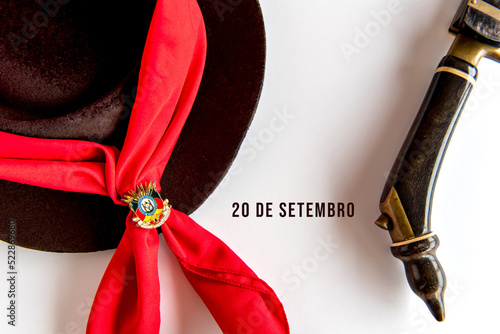 september 20 farroupilha week, knife, scarves and gaucho hat. photo