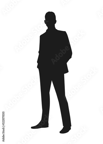 Silhouette of a man in a business costume on white background. Vector design.