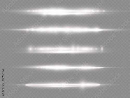 Horizontal light rays  white line  flash glare