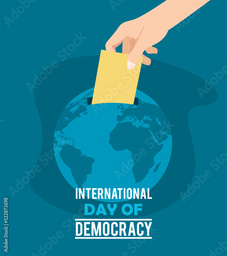 international day of democracy lettering postcard