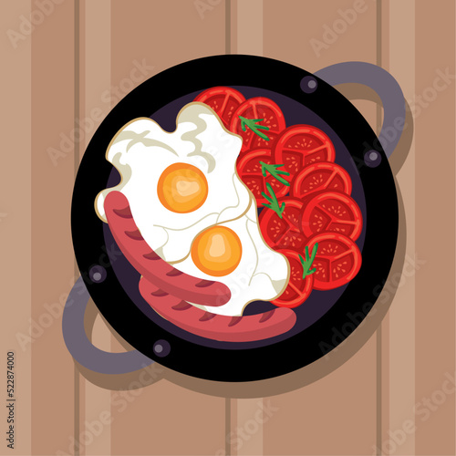 eggs and sausages frieds airview