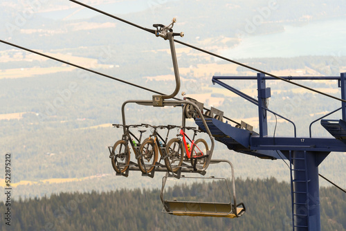 Downhill Mountain Bikes on a Chairlift