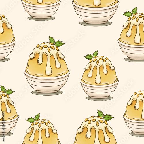 Hand drawn Kakigori Seamless Pattern