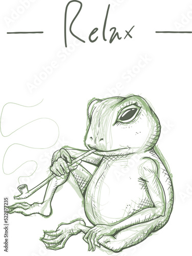 Принти на полотні Funny frog smoking