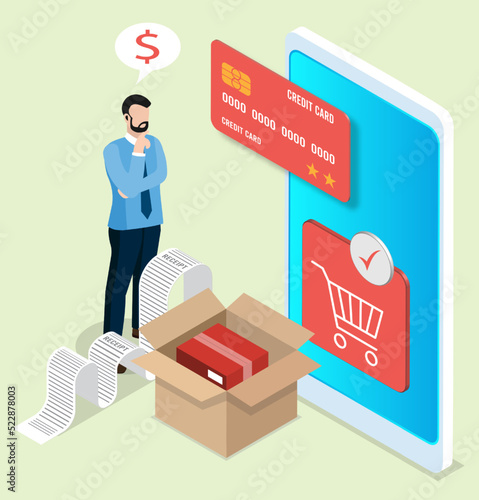 Shopping online concept for website, mobile application, web banner, info graphics or discount coupons. Vector illustration EPS 10