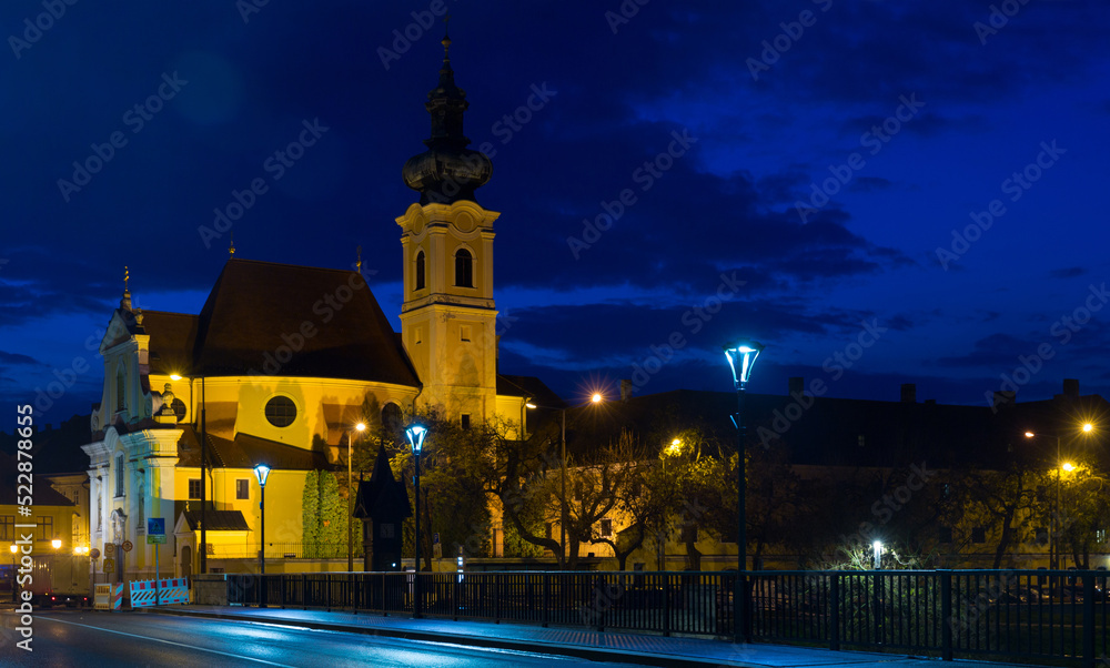 Architectural landmark of Gyor - Carmelite Baroque church, Hungary