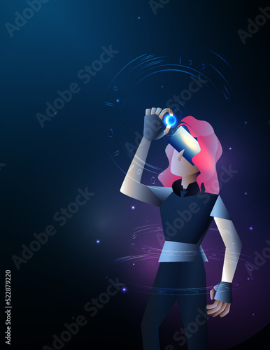 this is metaverse and futuristic technology and Augmented reality , Virtual reality and earth ,text metaverse and fixed reality 