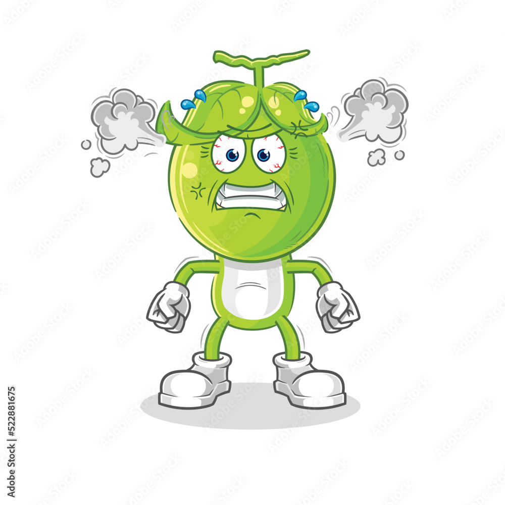 pea head very angry mascot. cartoon vector pea head very angry mascot. cartoon vector
