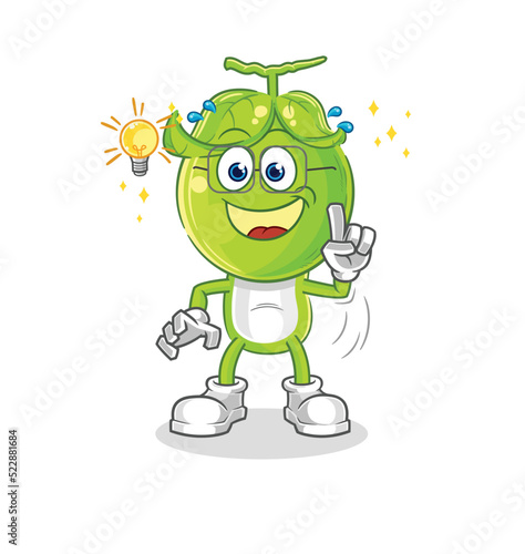 pea head got an idea cartoon. mascot vector