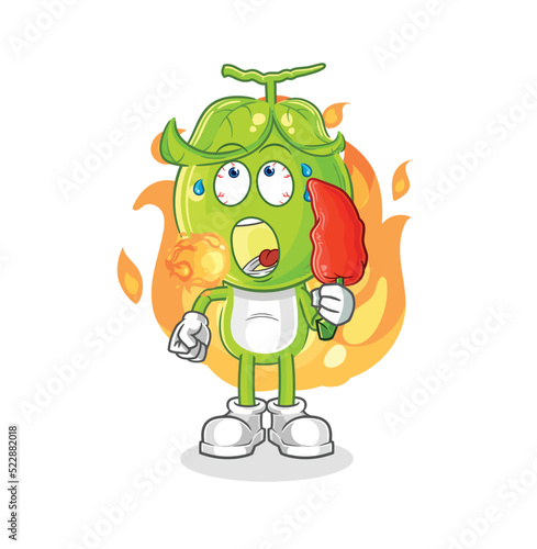 pea head eat hot chilie mascot. cartoon vector