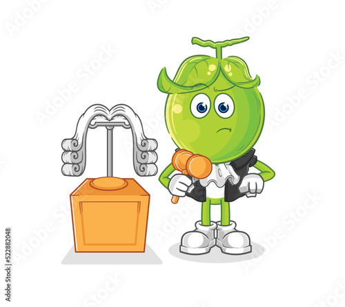 pea head judge holds gavel. character vector