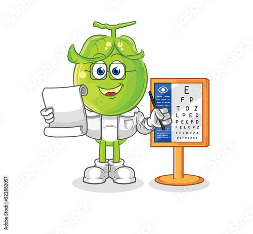 pea head oculist cartoon. cartoon mascot vector
