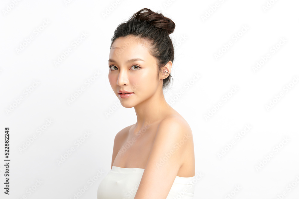 Beautiful young asian woman with clean fresh skin on white background, Face care, Facial treatment, Cosmetology, beauty and spa, Asian women portrait. Beautiful young asian woman with clean fresh skin on white background, Face care, Facial treatment, Cosmetology, beauty and spa, Asian women portrait.