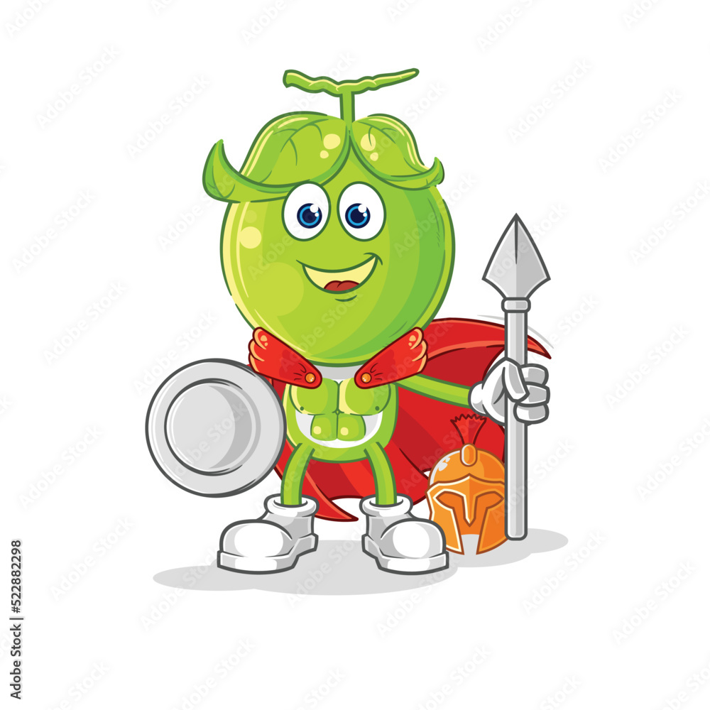 pea head spartan character. cartoon mascot vector pea head spartan character. cartoon mascot vector
