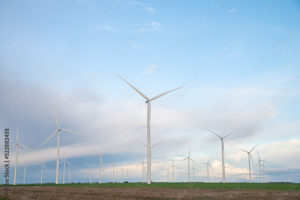 Australian Sustainable Electricity Wind Farm in remote countryside, Murra Warra, Victoria