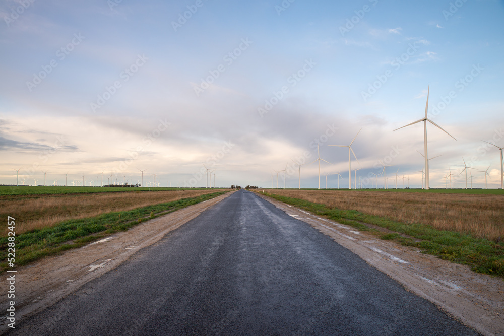 Australian Sustainable Electricity Wind Farm in remote countryside, Murra Warra, Victoria