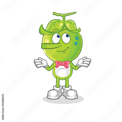 pea head lie like Pinocchio character. cartoon mascot vector