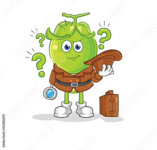 pea head detective vector. cartoon character