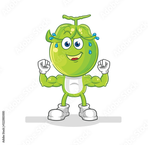 pea head muscular cartoon. cartoon mascot vector