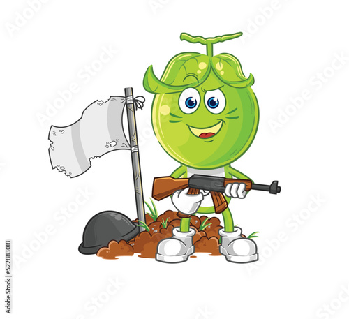 pea head army character. cartoon mascot vector