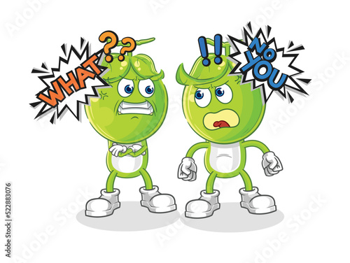pea head arguing each other cartoon vector