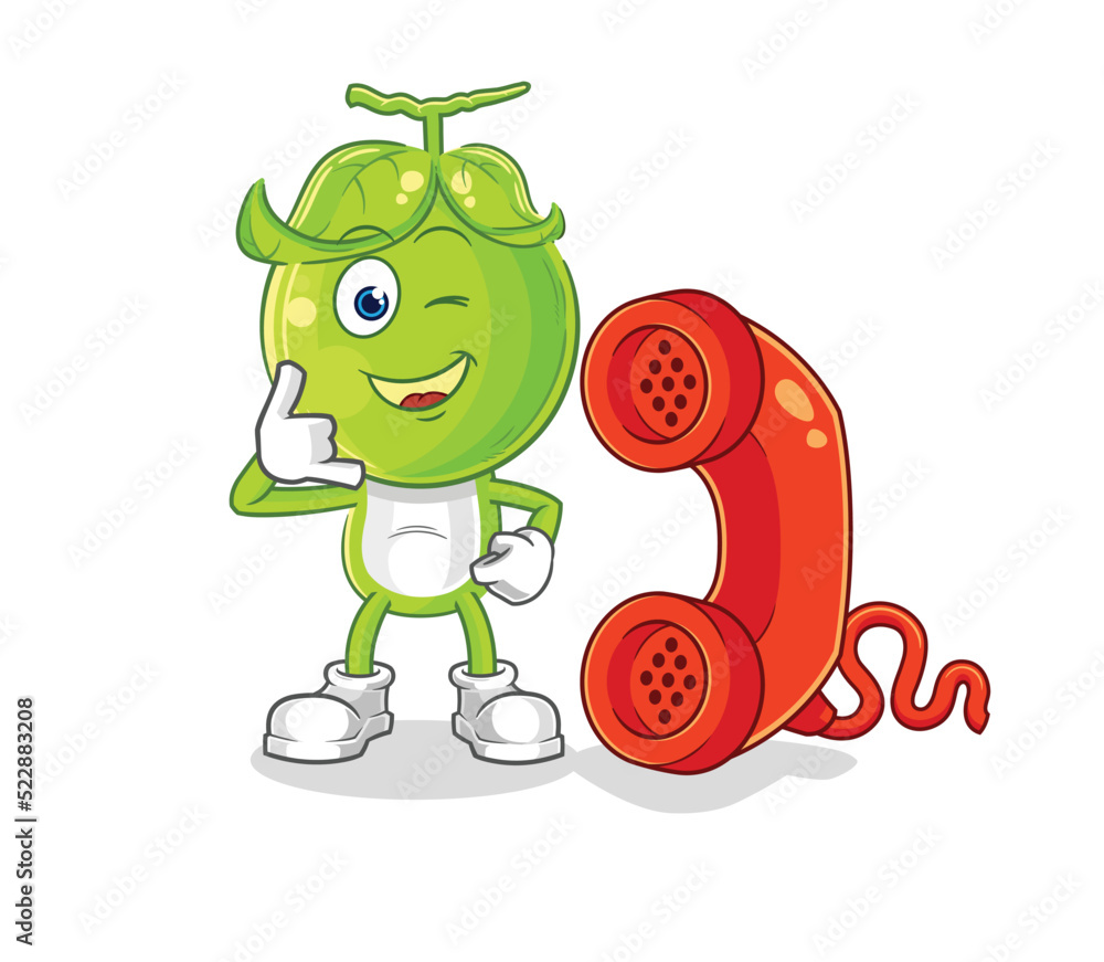 pea head call mascot. cartoon vector pea head call mascot. cartoon vector