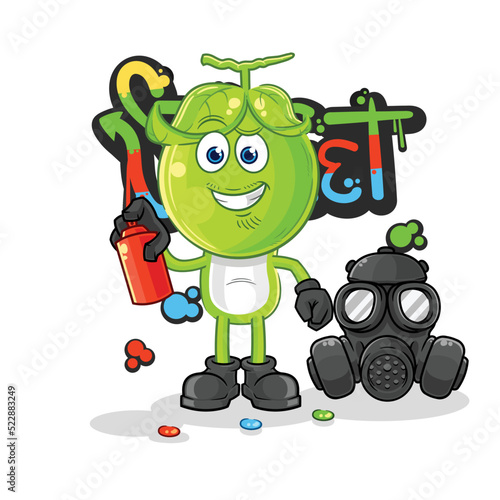 pea head graffiti artist vector. cartoon character