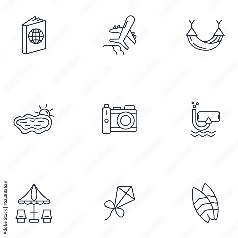 summer vacation icons set . summer vacation pack symbol vector elements for infographic web