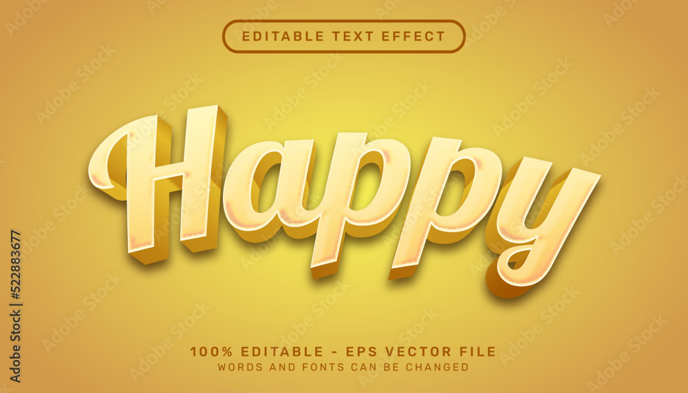 happy 3d text effect and editable text effect