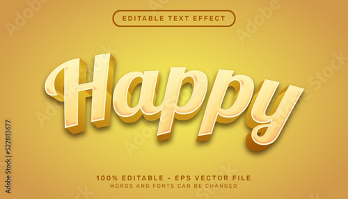 happy 3d text effect and editable text effect