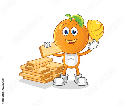 orange head builder vector. cartoon character