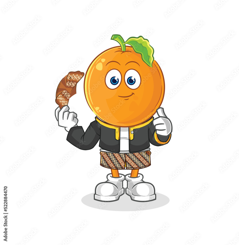 orange head Javanese character. cartoon mascot vector orange head Javanese character. cartoon mascot vector