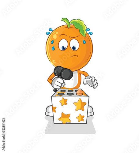 orange head play whack a mole mascot. cartoon vector