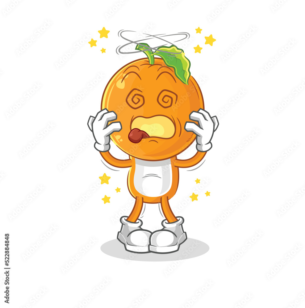 orange head dizzy head mascot. cartoon vector orange head dizzy head mascot. cartoon vector