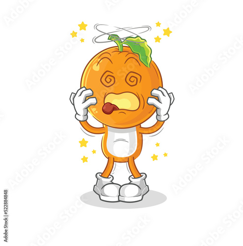 orange head dizzy head mascot. cartoon vector