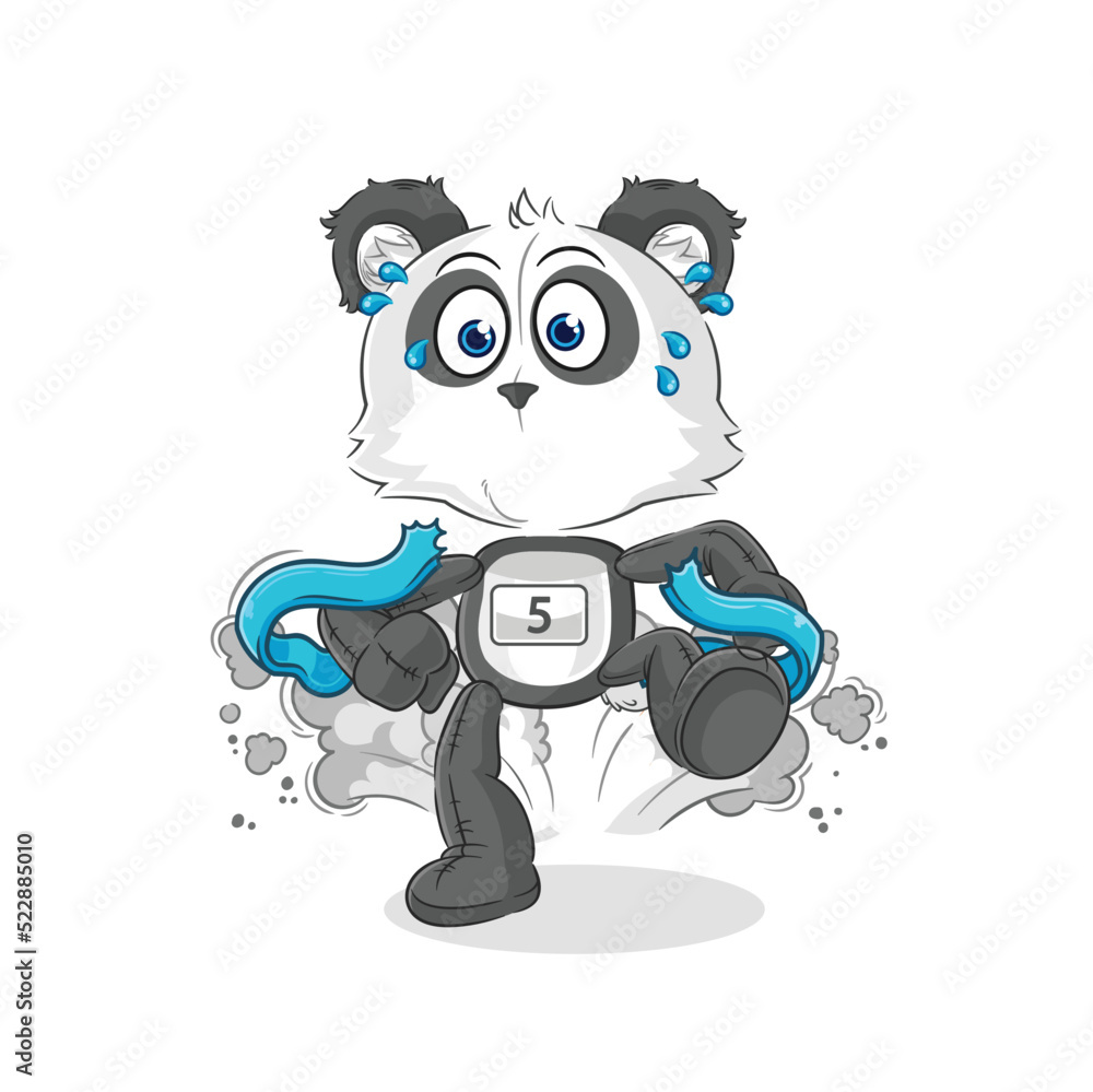 panda runner character. cartoon mascot vector panda runner character. cartoon mascot vector