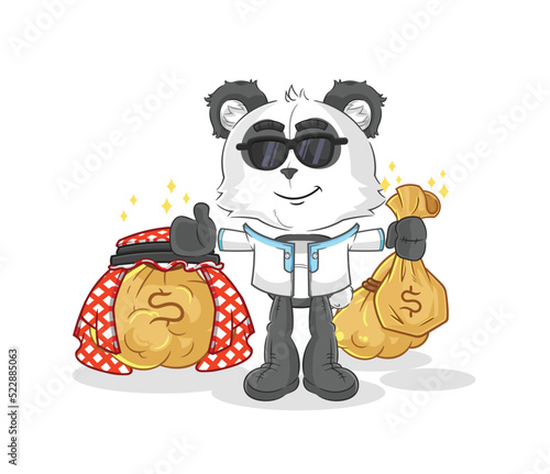 panda rich arabian mascot. cartoon vector