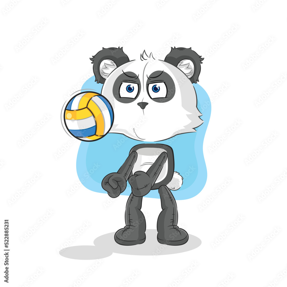 Obraz premium panda play volleyball mascot. cartoon vector