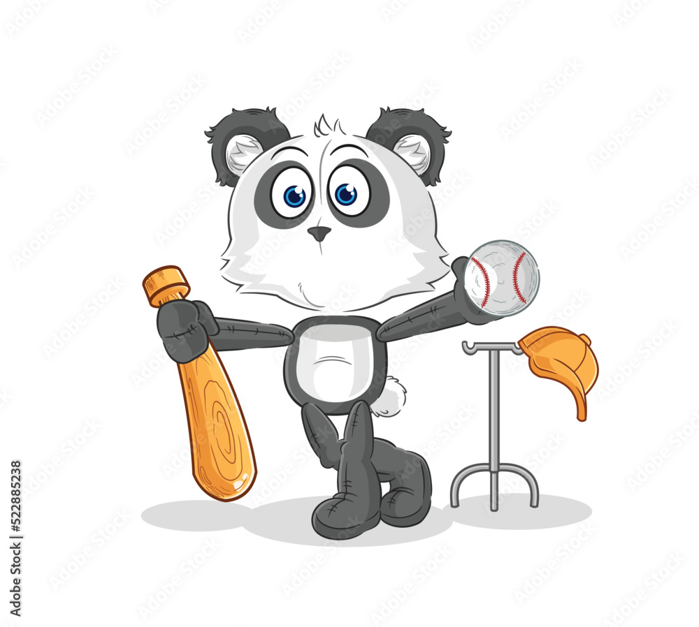 panda playing baseball mascot. cartoon vector