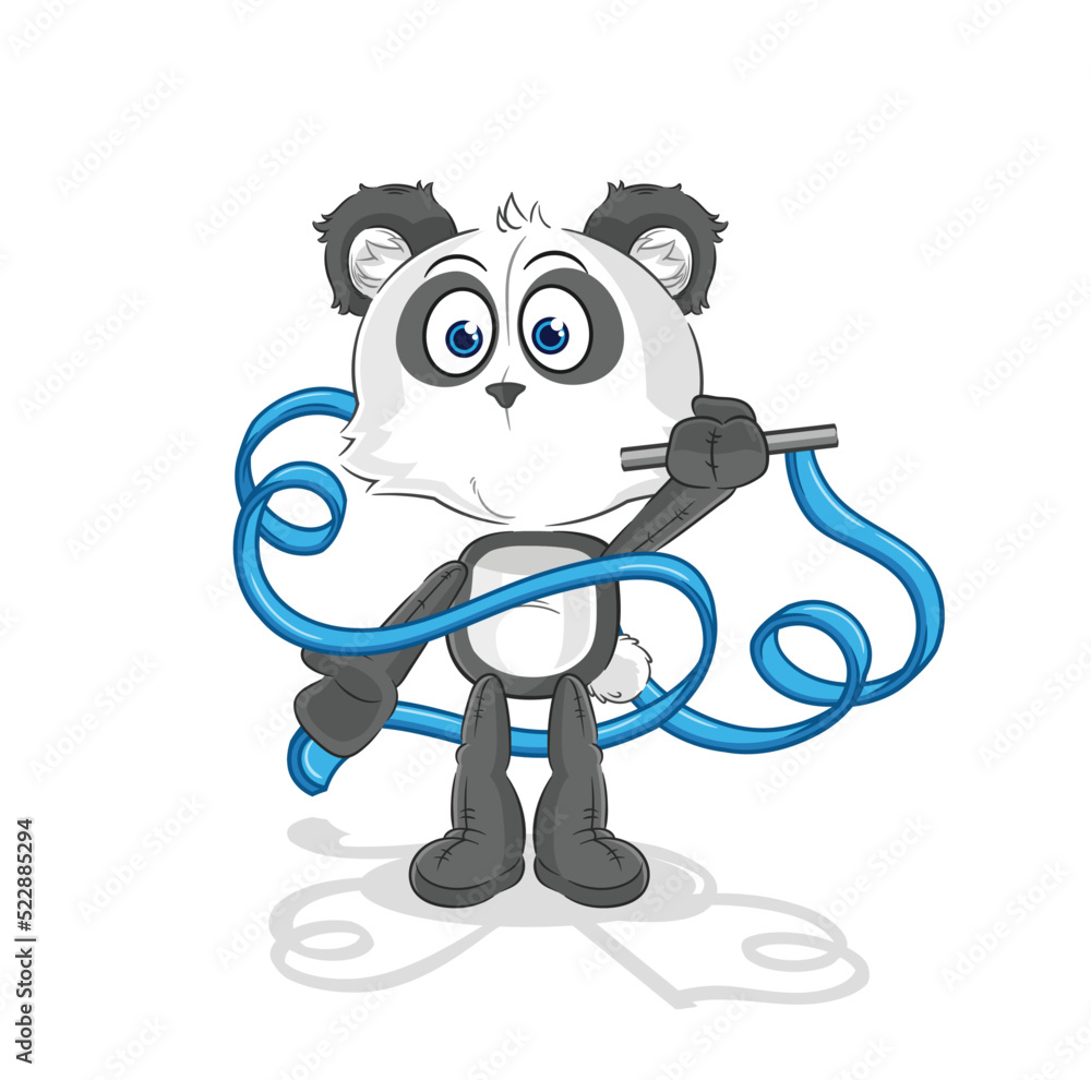 panda Rhythmic Gymnastics mascot. cartoon vector