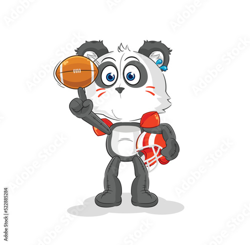 panda playing rugby character. cartoon mascot vector