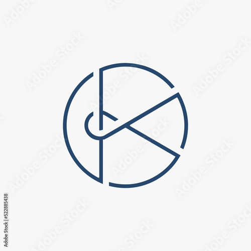 Thin lines forming the letter K are arranged in a minimalist circle. The logo is elegant and looks beautiful. Suitable for fashion companies, personal brands, retail, etc.