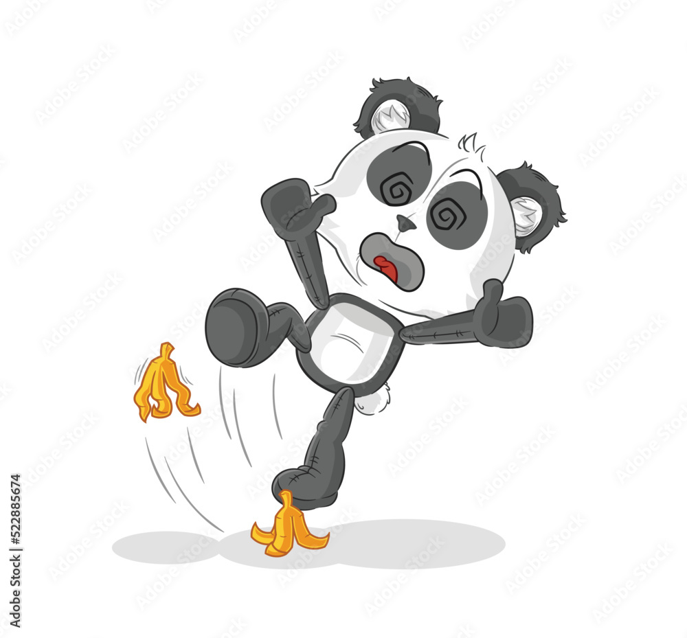 panda slipped on banana. cartoon mascot vector panda slipped on banana. cartoon mascot vector