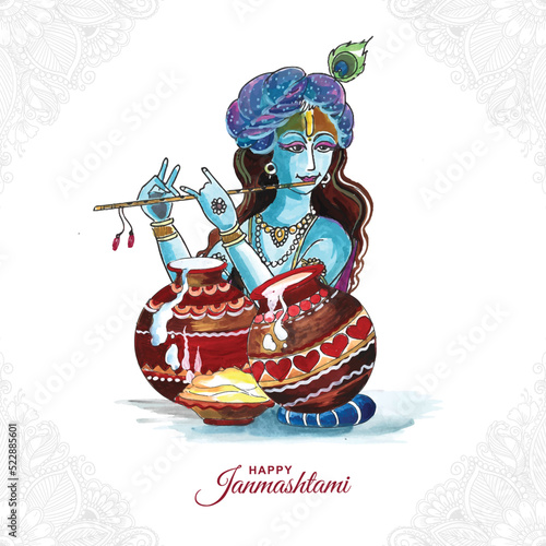 Lord shree krishna janmashtami festival holiday card background