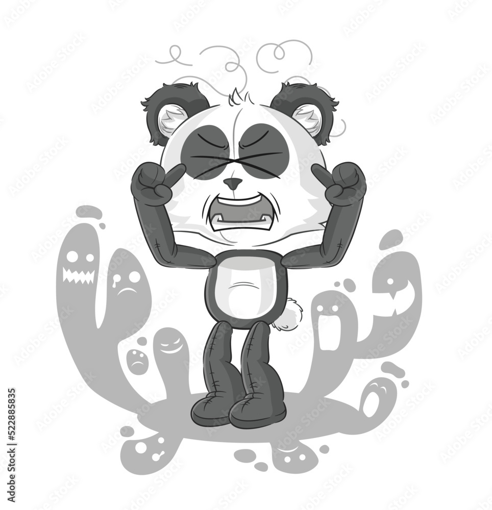 depressed panda character. cartoon vector depressed panda character. cartoon vector