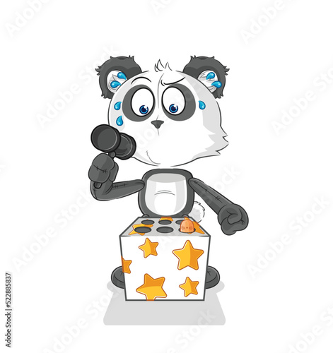 panda play whack a mole mascot. cartoon vector