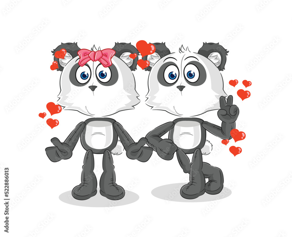 panda dating cartoon. character mascot vector