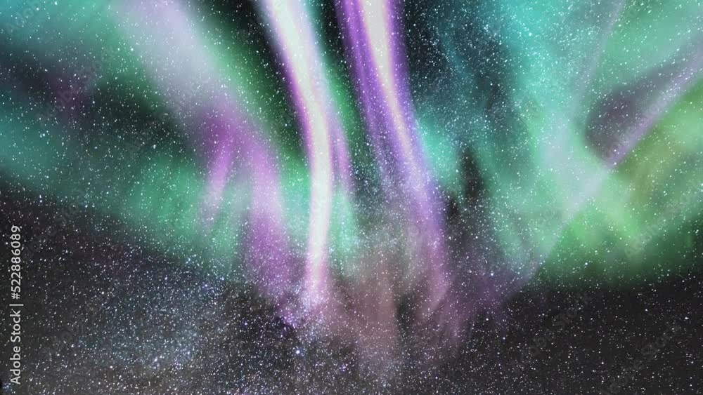 Aurora Green and Purple Milky Way Galaxy Time Lapse Aurora Green and Purple Milky Way Galaxy Time Lapse