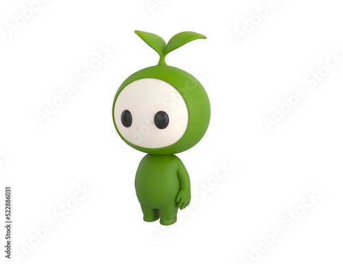 Leaf Mascot character standing in 3d rendering.